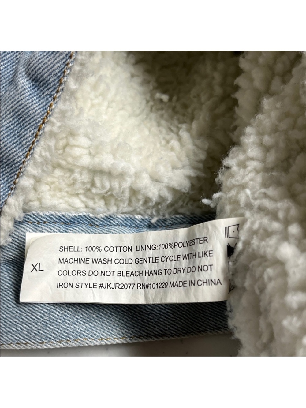 Ashley by 26 Vintage Charm Sherpa Denim Jacket Light Wash XL - Picture 8 of 8